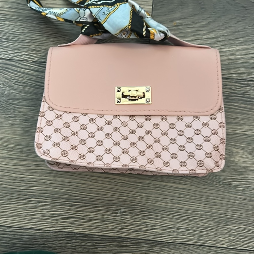 Elegant Pink Handbag with Scarf Detail - Picture 2 of 2